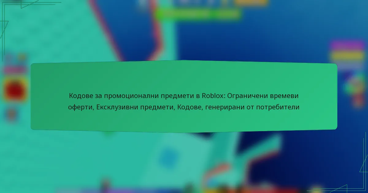 Кодове за промоционални предмети в Roblox: Ограничени времеви оферти, Ексклузивни предмети, Кодове, генерирани от потребители